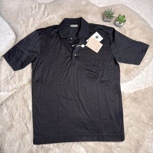 Gran Sasso Maglificio Polo Shirt Cotton Pocket Tennis Black Size 48 Italy